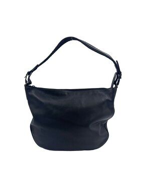 Gucci Logo Leather Black Shoulder Bag Silver